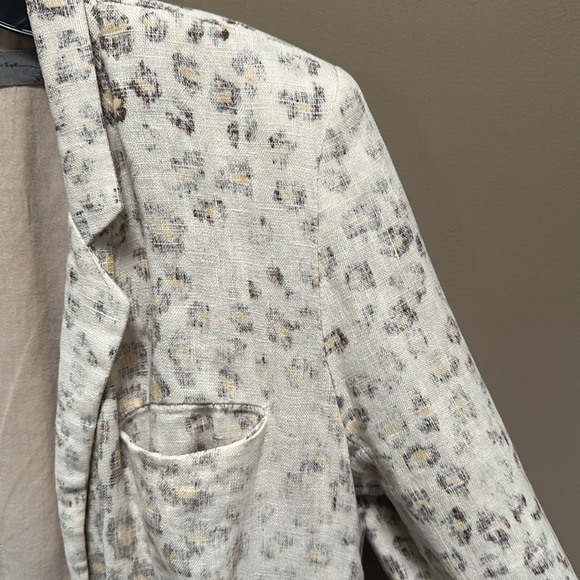 Raquel Allegra Linen Blend Leopard Blazer size 1 - Picture 3 of 9